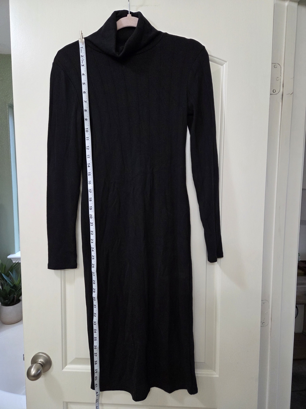 wild fable Black Ribbed Turtleneck Long Sleeve Dress